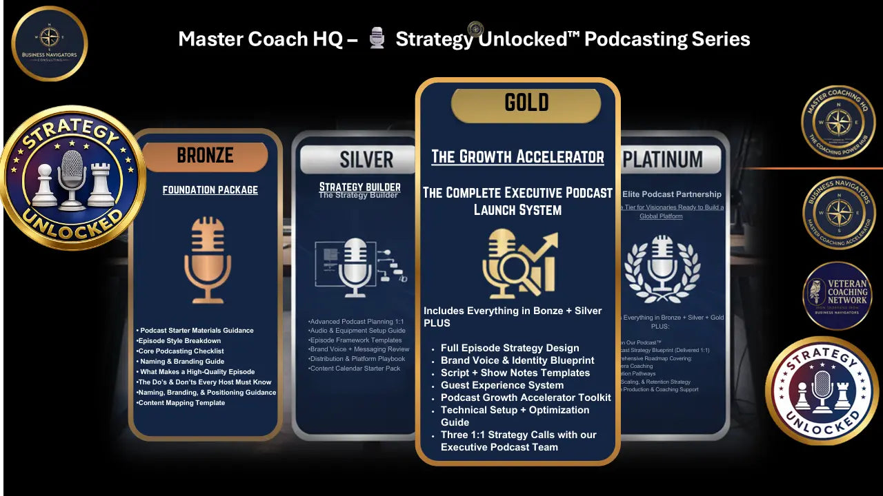 🎙️ Strategy Unlocked™ Podcasting Series - 🥇 To transform you into a high-level, high-confidence podcast host with a powerful message, professional presence, and the ability to reach and impact listeners worldwide. Master Coach HQ