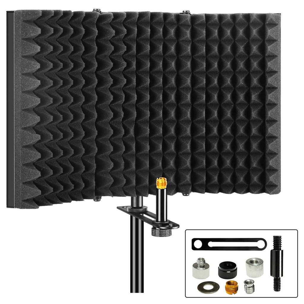 5Core Microphone Isolation Shield  Foldable Mic Shield with 3 Sound Insulation Absorbing Foam Anti Spier