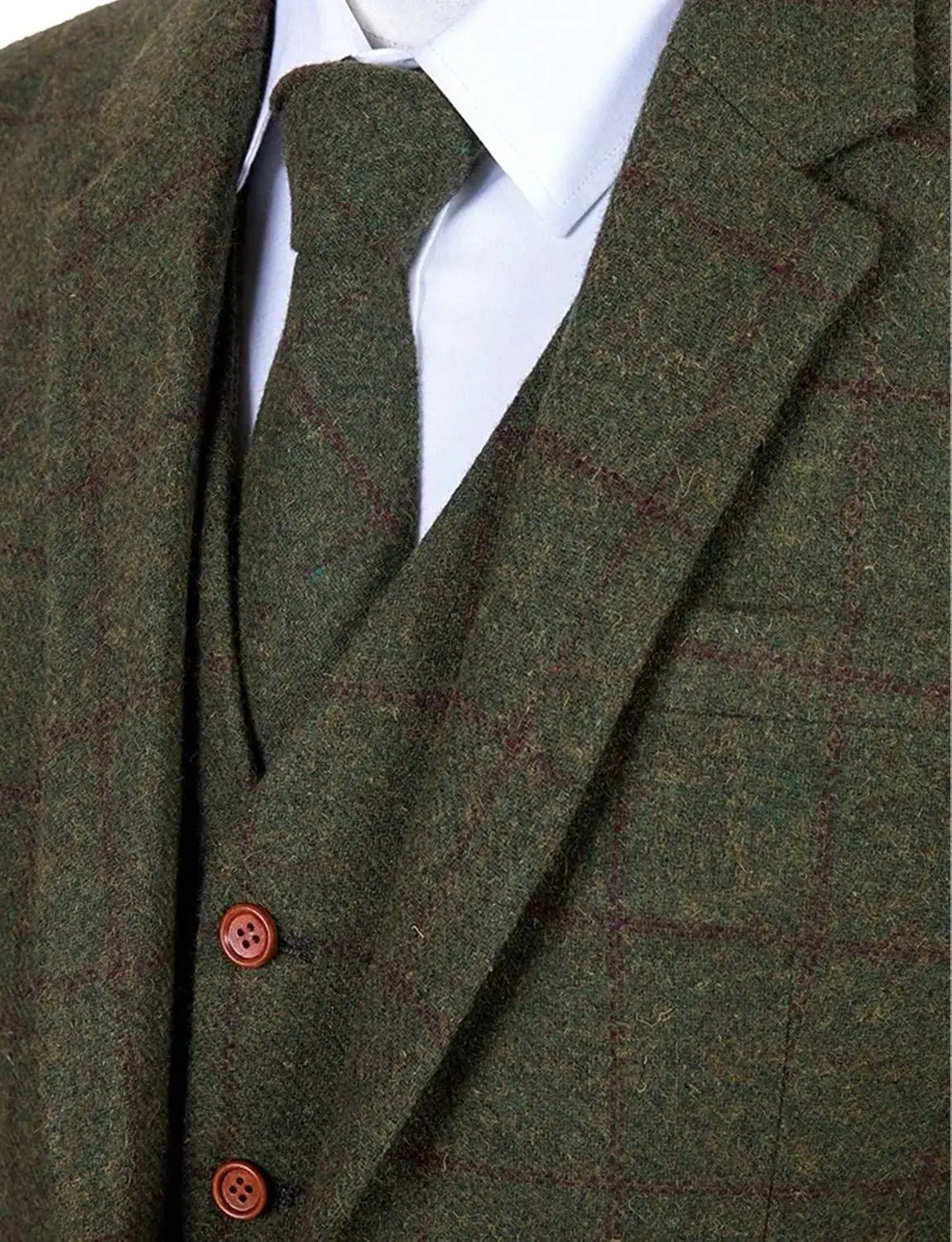 Men's 3 Piece Suits Bussiness Formal Notch Lapel Groomsmen Woolen Plaid Tuxedos for Party Activities Wedding (Blazer+Vest+Pant) Master Coach HQ