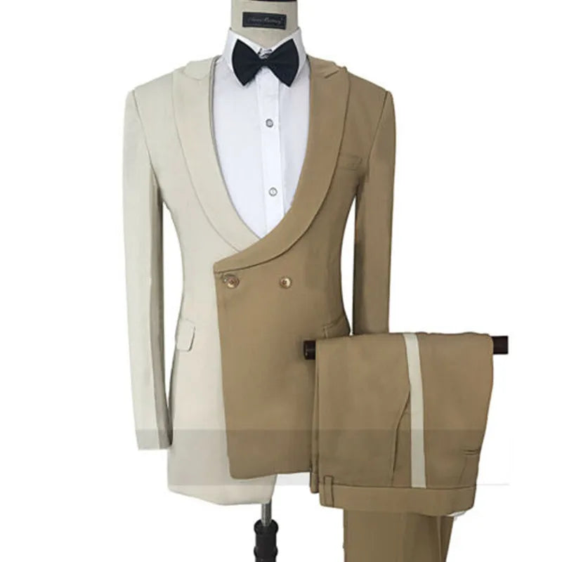 Business Men Suits 2 pcs Double Breasted One Button Blazer Formal Business Wedding Suits for Men Tuxedo Jacket Daily Customized Master Coach HQ