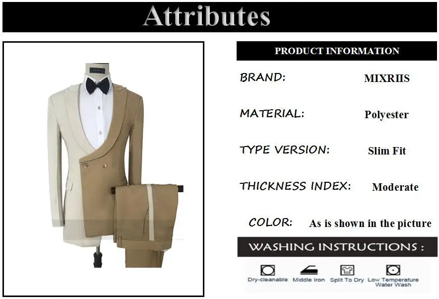 Business Men Suits 2 pcs Double Breasted One Button Blazer Formal Business Wedding Suits for Men Tuxedo Jacket Daily Customized Master Coach HQ