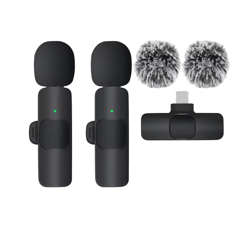 Basix Wireless Lavalier Microphone Audio Recording Mini Replaceable Windproof Wool Microphone for iPhone16 Shoot vlog YouTube Master Coach HQ