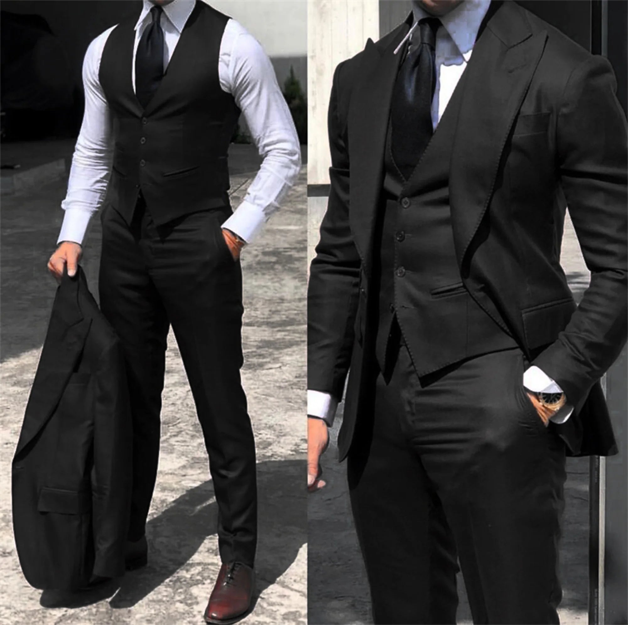 solid color formal business suits Full men's suits Pointed collar Single Breasted high-quality wedding art Graduation Master Coach HQ