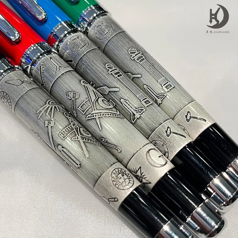 Masonic Symbols Noblest Ancient Silver Heavy Weight Silvery Clip Masonic Writing rollerball Pen With Gift Box Master Coach HQ