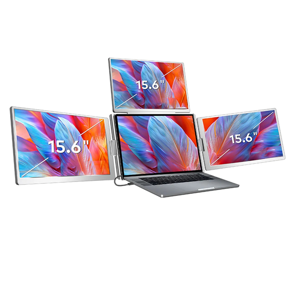 15.6" Laptop Screen Extender Quad Monitors Portable 1 Cable for 3 Screens Folding for 12"-18.5" Laptops Laptop Extended Monitors Master Coach HQ