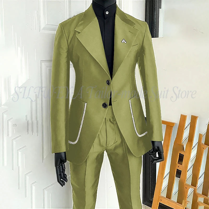 Black Men's 2 Piecs Suits Blazer Pants Single Breasted Daily Work Business Casual Party Suit Set Traje De Hombre Elegante Master Coach HQ