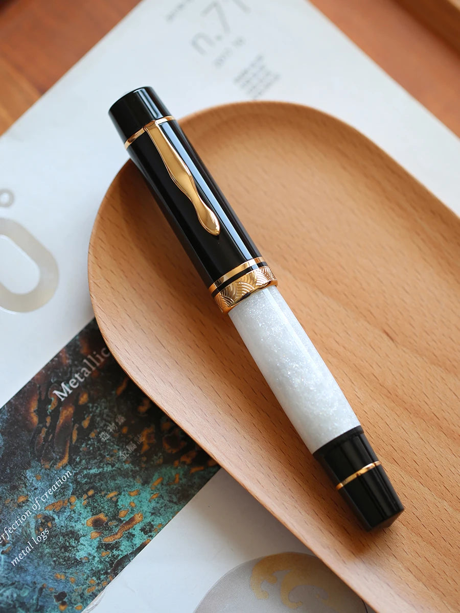 Majohn P139 Piston Resin Fountain Pen #8 F/M All Brass Piston System Large Capacity Writing Gift Pen Stationery School Supplies Master Coach HQ