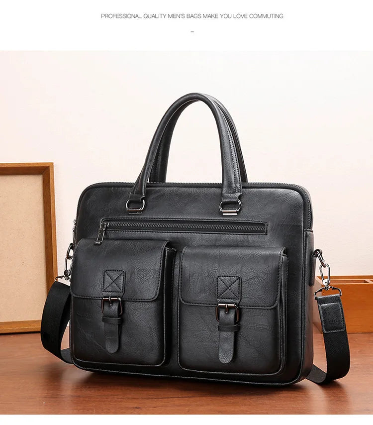 Luxury Brand Man Business Briefcase Bag PU Leather Messenger Shoulder Bag Men Office Lunch Bags For Laptop A4 File Male Handbags Master Coach HQ