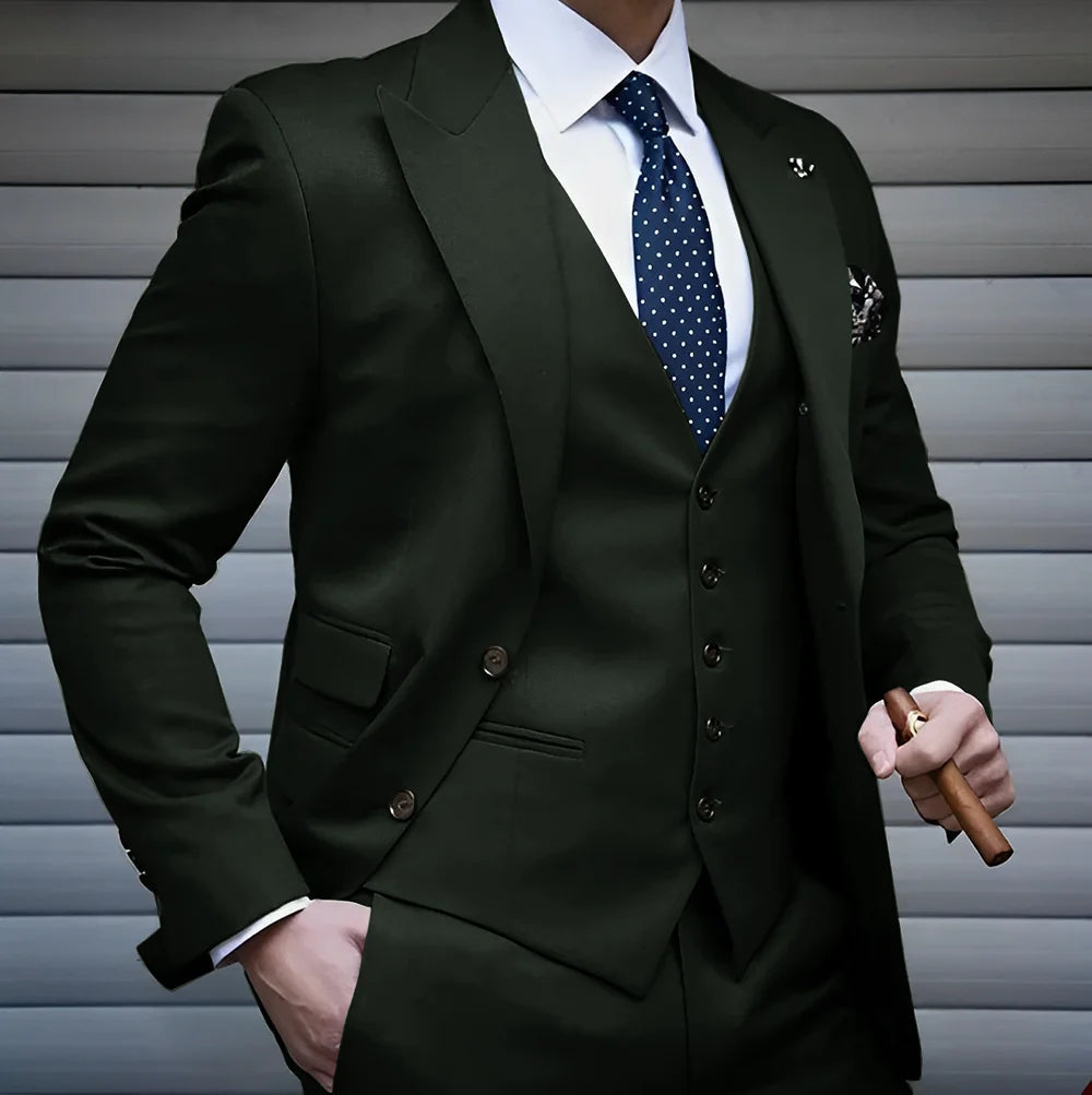 Formal Men's Suit Business Jacket Pants Vest 3 Piece Set High Quality Wedding Groom Tuxedo Solid Color Custom Suit XS-5XL Master Coach HQ