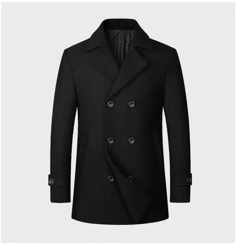 New Men Double Breasted Woolen Coats Winter Thicker Warm Cashmere Trench Coats Long Jackets Quality Male Winter Overcoats XXL Master Coach HQ