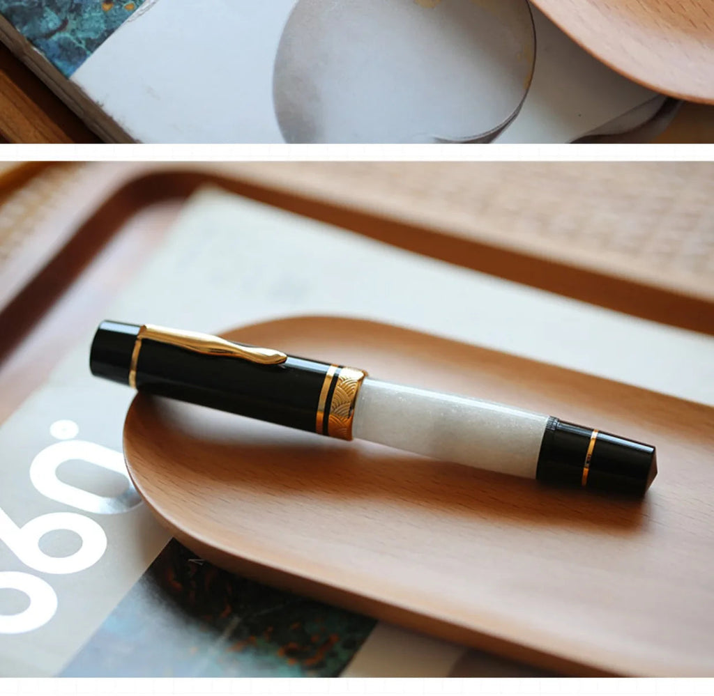 Majohn P139 Piston Resin Fountain Pen #8 F/M All Brass Piston System Large Capacity Writing Gift Pen Stationery School Supplies Master Coach HQ