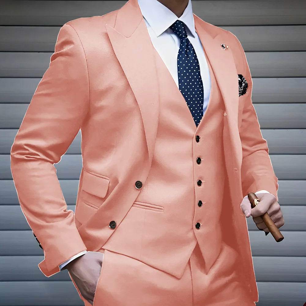 Formal Men's Suit Business Jacket Pants Vest 3 Piece Set High Quality Wedding Groom Tuxedo Solid Color Custom Suit XS-5XL Master Coach HQ