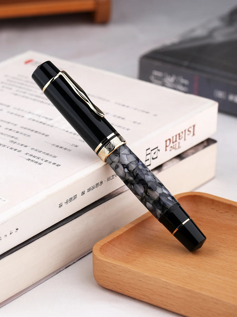 Majohn P139 Piston Resin Fountain Pen #8 F/M All Brass Piston System Large Capacity Writing Gift Pen Stationery School Supplies Master Coach HQ