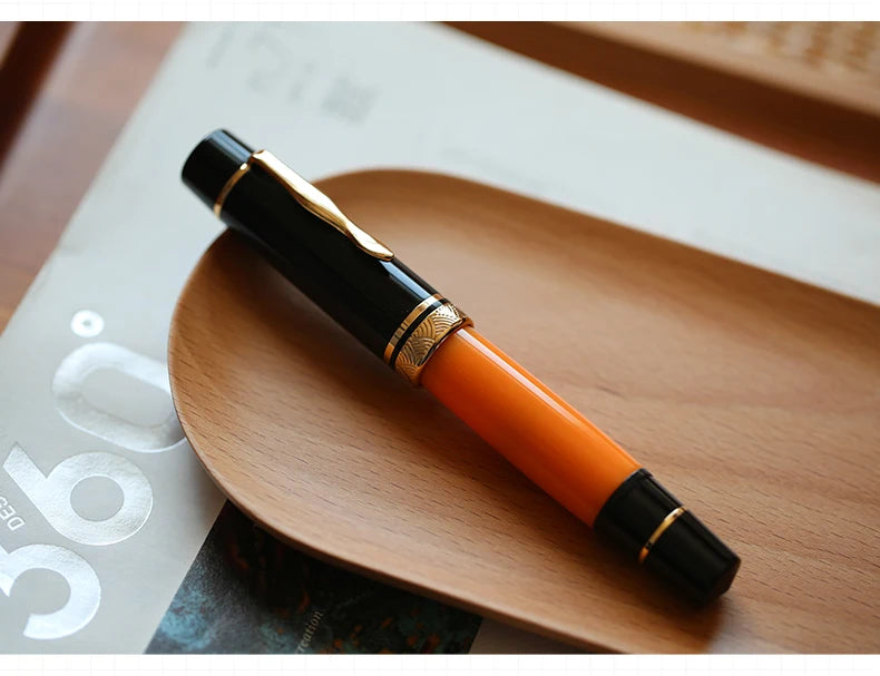 Majohn P139 Piston Resin Fountain Pen #8 F/M All Brass Piston System Large Capacity Writing Gift Pen Stationery School Supplies Master Coach HQ