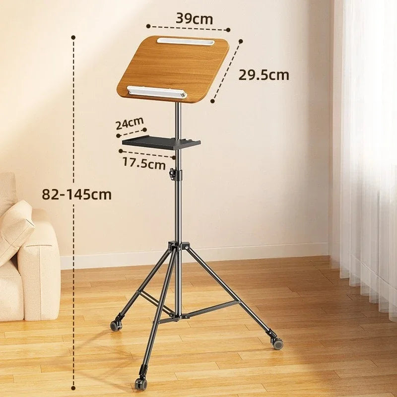 Eary Height Adjustable Laptop Stand Portable Standing Tripod Projector Desk Movable Computer Stand with Wheels Tray for Office Master Coach HQ