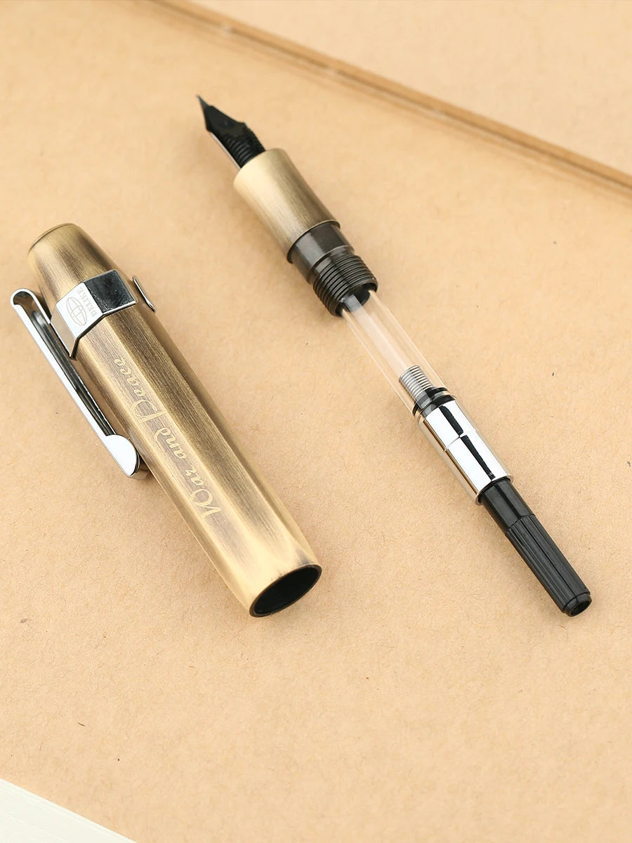 Majohn Alpha All Copper Vintage Travel Short Ink Fountain Pen EF/F/Bent Nib Aluminum Alloy Office School stationery Pocket Pen Master Coach HQ