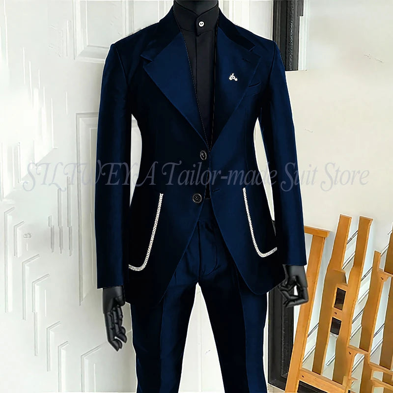 Black Men's 2 Piecs Suits Blazer Pants Single Breasted Daily Work Business Casual Party Suit Set Traje De Hombre Elegante Master Coach HQ