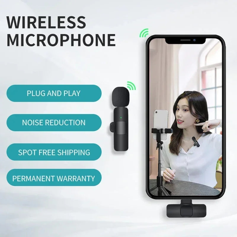 Basix Wireless Lavalier Microphone Audio Recording Mini Replaceable Windproof Wool Microphone for iPhone16 Shoot vlog YouTube Master Coach HQ