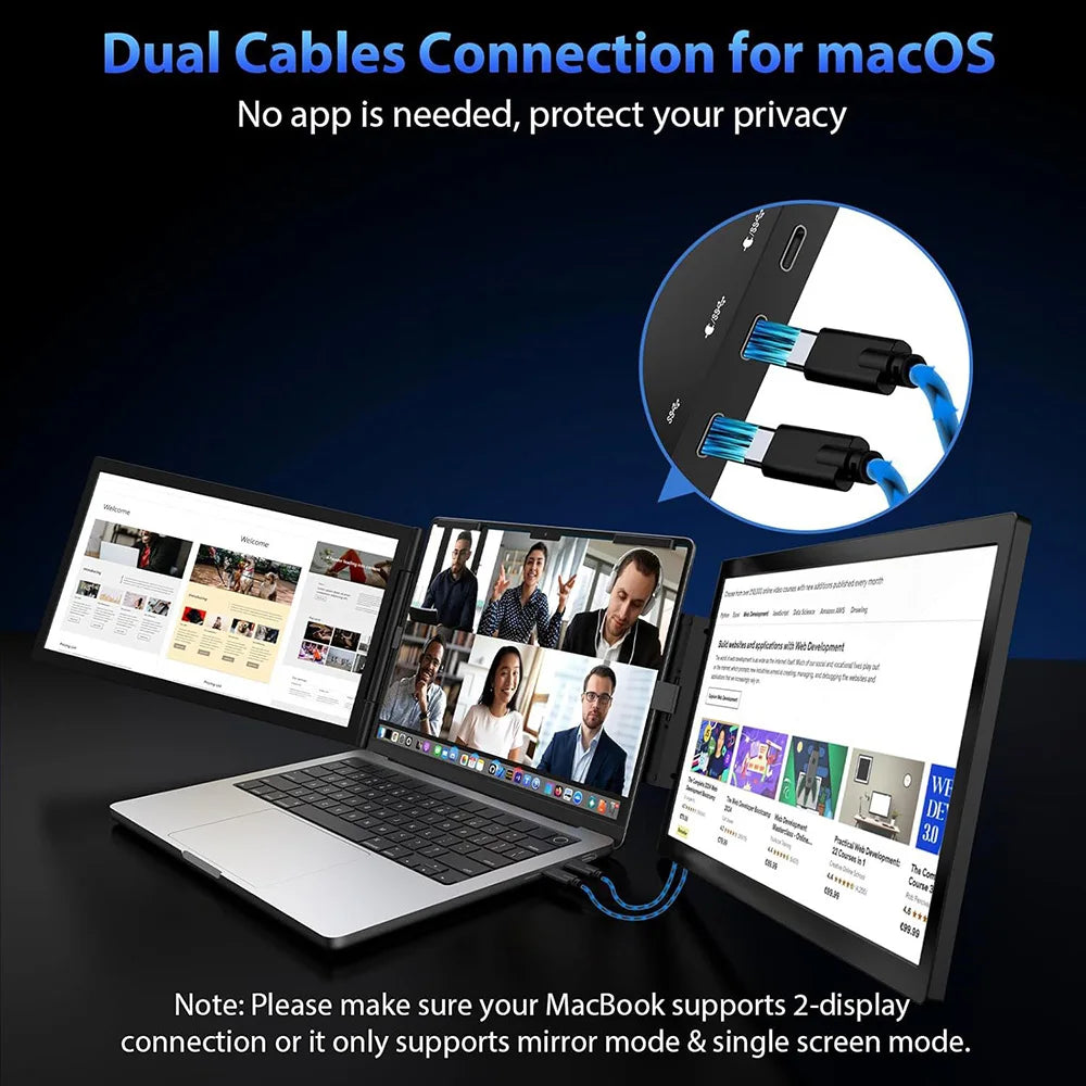 14" Portable dual monitor, FHD IPS screen USB-C/HDMI laptop extender for trading/programming/gaming Second display Master Coach HQ