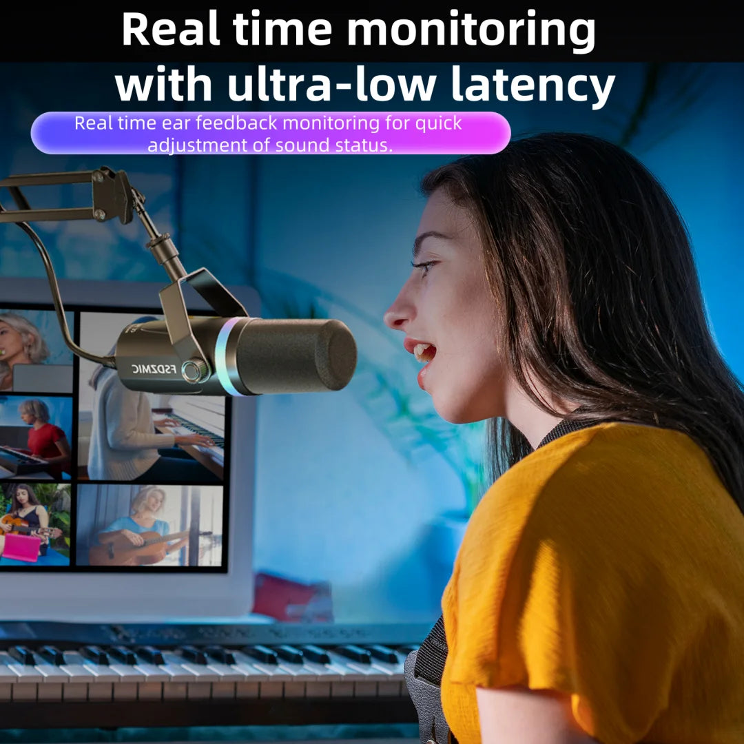 USB/XLR Dynamic Microphone With Built-in Headset Output & Sound Insulation,For Podcasts,Games, Live Broadcast Master Coach HQ