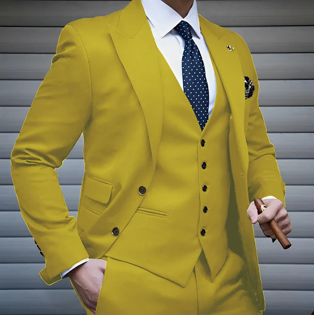 Formal Men's Suit Business Jacket Pants Vest 3 Piece Set High Quality Wedding Groom Tuxedo Solid Color Custom Suit XS-5XL Master Coach HQ