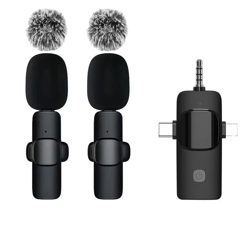 Basix Wireless Lavalier Microphone Audio Recording Mini Replaceable Windproof Wool Microphone for iPhone16 Shoot vlog YouTube Master Coach HQ