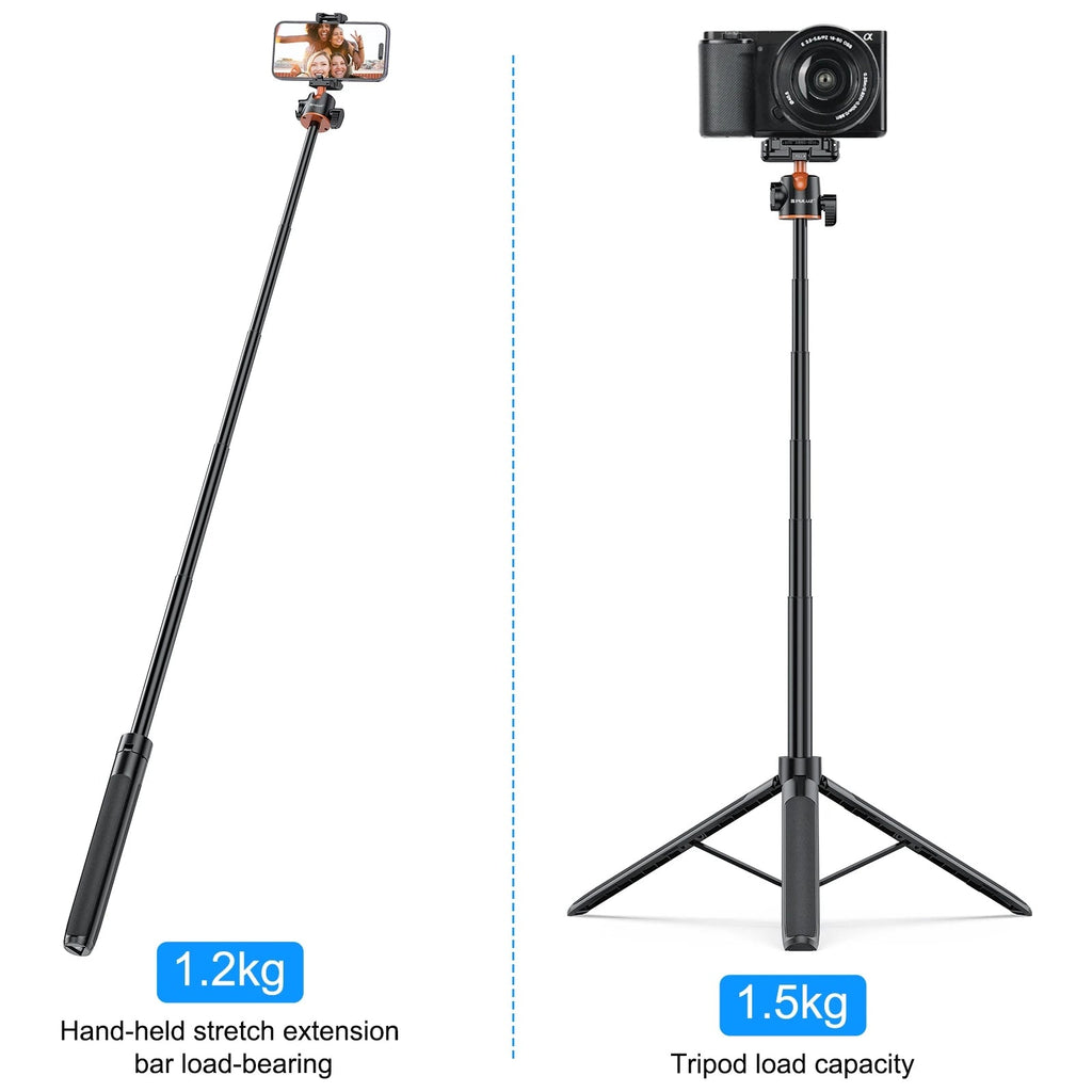 PULUZ 1.4m Phone Selfie Stick Tripod Vlog Live Streaming Holder with Phone Clip for iPhone/ Samsung/ Huawei & Cameras Tripod Master Coach HQ