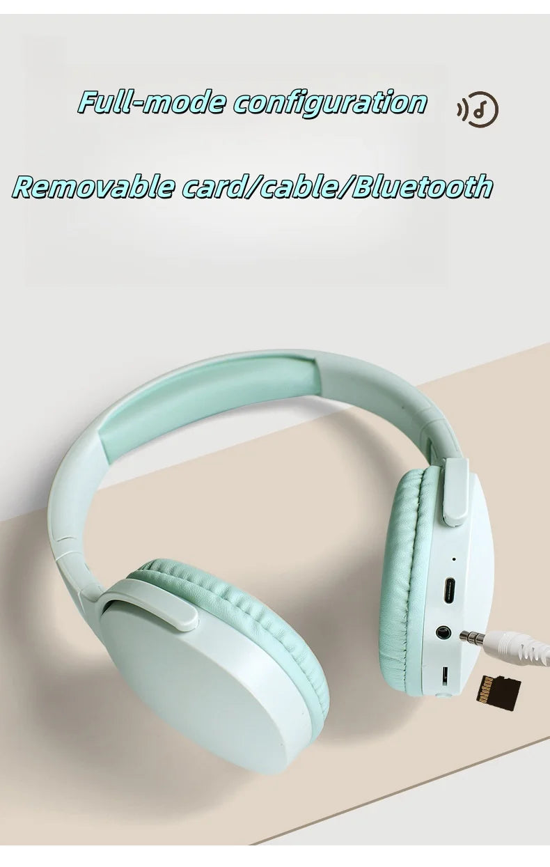 Fashionable Bluetooth wireless headphones, over-ear, deep bass, sports stereo, high fidelity, long battery life, universal Master Coach HQ