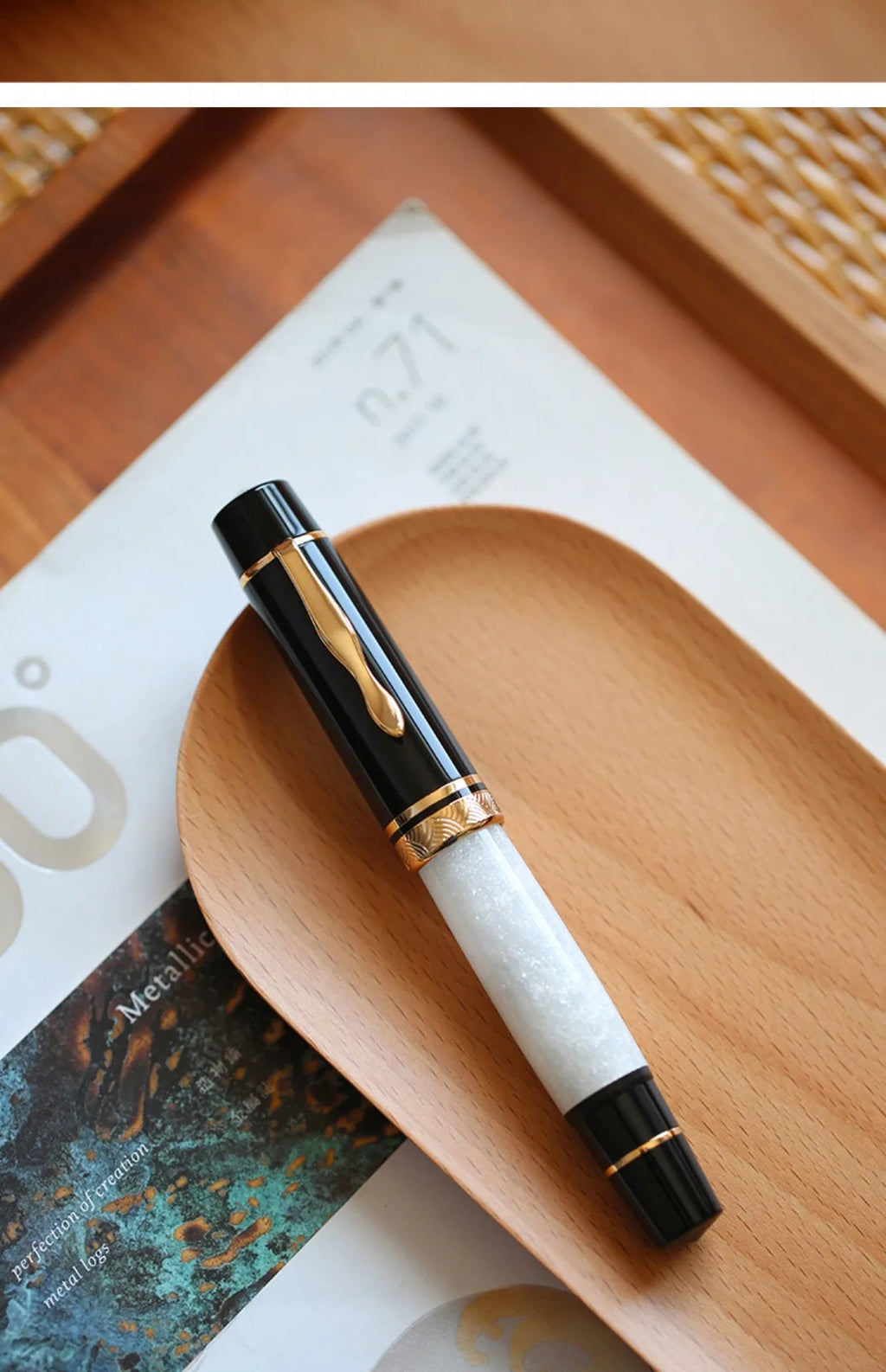 Majohn P139 Piston Resin Fountain Pen #8 F/M All Brass Piston System Large Capacity Writing Gift Pen Stationery School Supplies Master Coach HQ