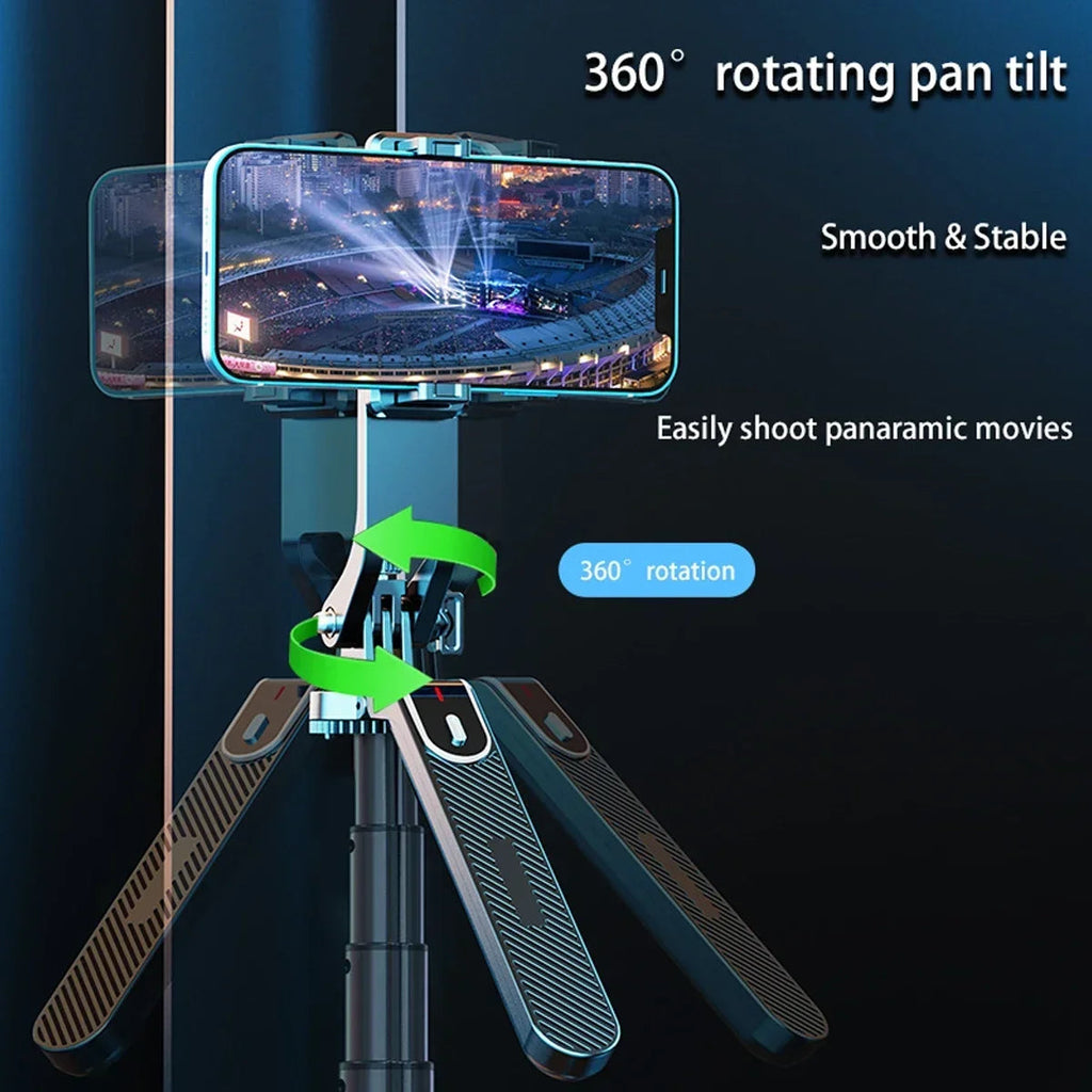 Portable camera tripod with wireless remote control and 360 ° rotation for video recording, video recording, and live streaming Master Coach HQ