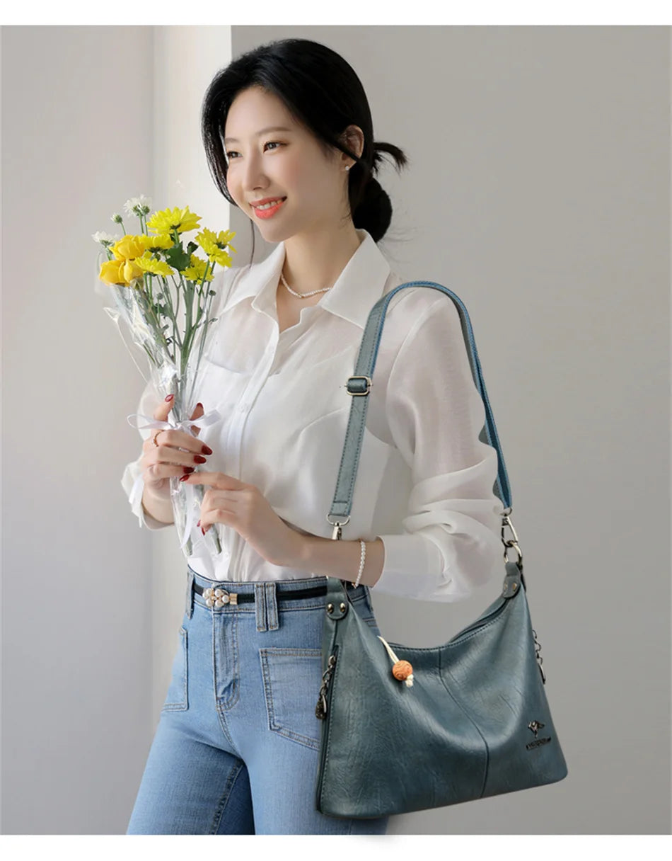 Luxury Handbags Women Bags Designer High-quality Leather Shoulder Bags for Women 2024 Casual Solid Color Purse and Handbags Sac Master Coach HQ