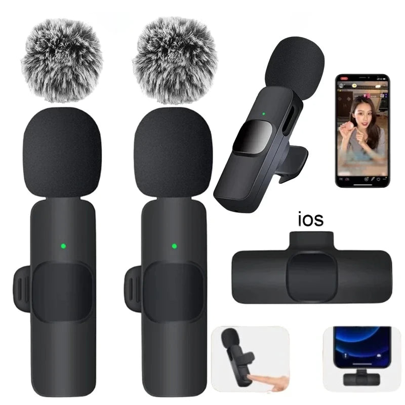 Basix Wireless Lavalier Microphone Audio Recording Mini Replaceable Windproof Wool Microphone for iPhone16 Shoot vlog YouTube Master Coach HQ