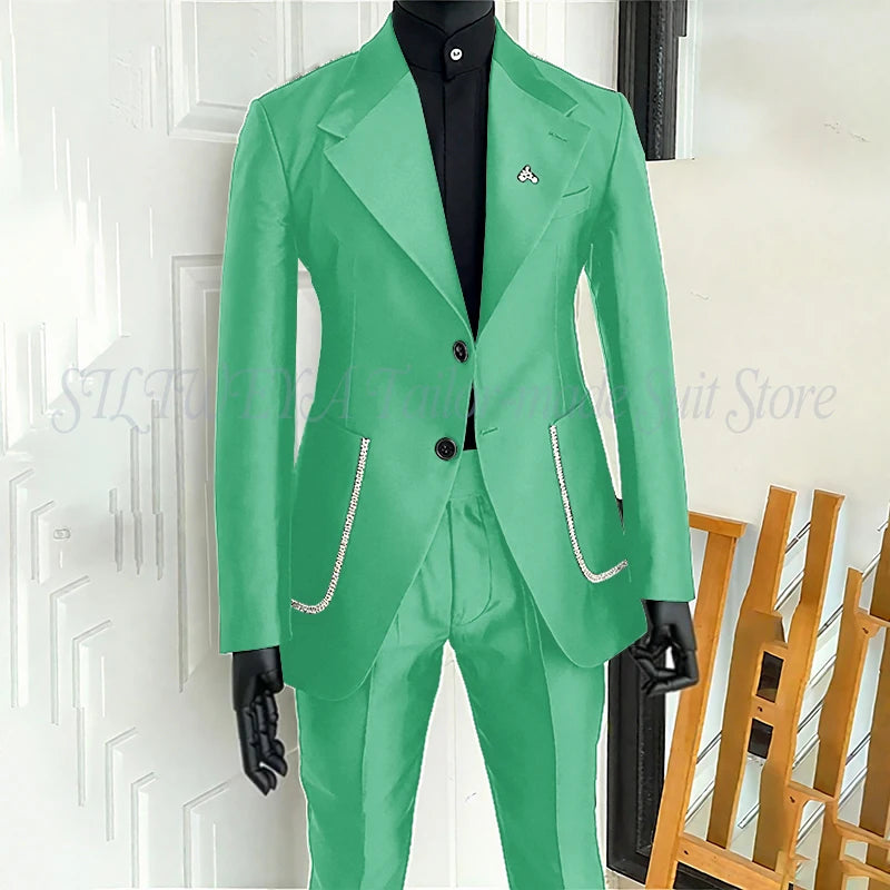 Black Men's 2 Piecs Suits Blazer Pants Single Breasted Daily Work Business Casual Party Suit Set Traje De Hombre Elegante Master Coach HQ