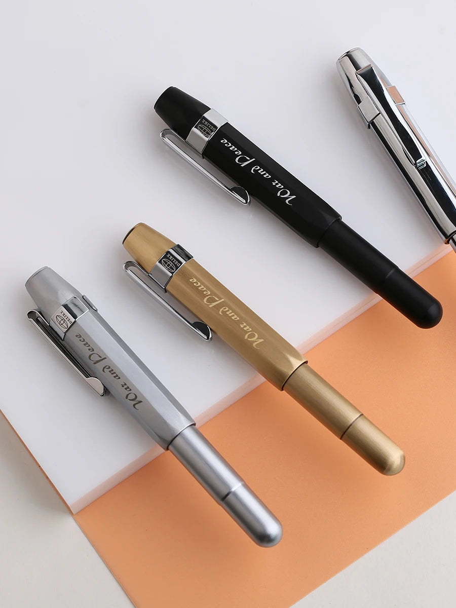 Majohn Alpha All Copper Vintage Travel Short Ink Fountain Pen EF/F/Bent Nib Aluminum Alloy Office School stationery Pocket Pen Master Coach HQ