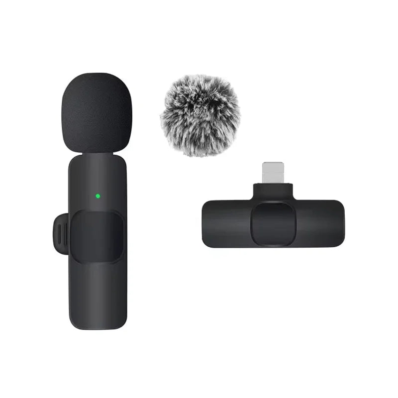 Basix Wireless Lavalier Microphone Audio Recording Mini Replaceable Windproof Wool Microphone for iPhone16 Shoot vlog YouTube Master Coach HQ