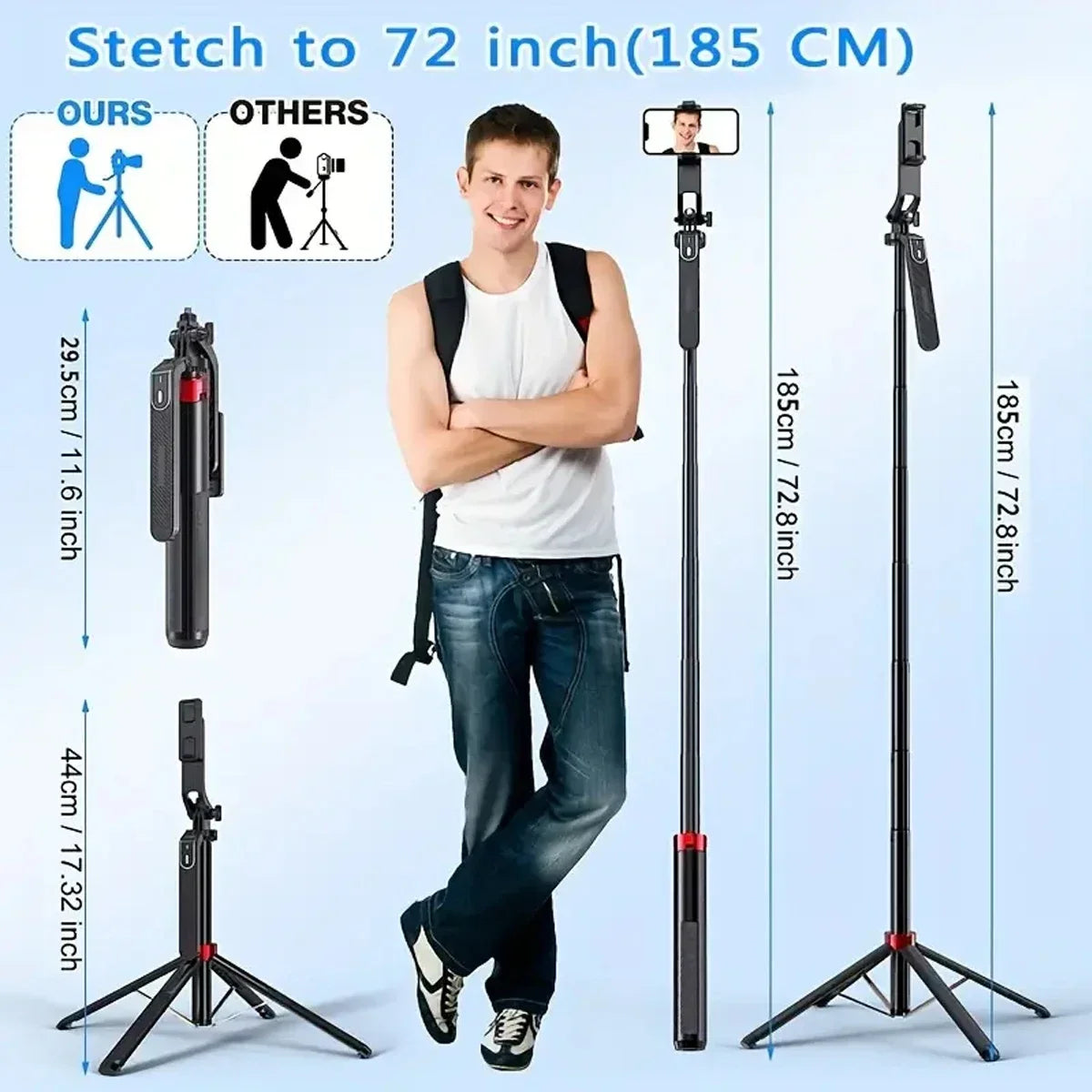 Portable camera tripod with wireless remote control and 360 ° rotation for video recording, video recording, and live streaming Master Coach HQ