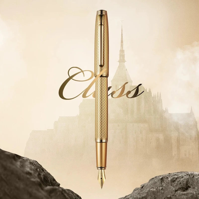 1PCS Montagut Classic Grey And Golden Trim Fountain Pen Iridium 0.5mm Exquisite Stationery Writing Gift Pen With Gift Box Master Coach HQ
