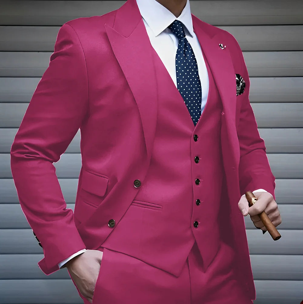 Formal Men's Suit Business Jacket Pants Vest 3 Piece Set High Quality Wedding Groom Tuxedo Solid Color Custom Suit XS-5XL Master Coach HQ