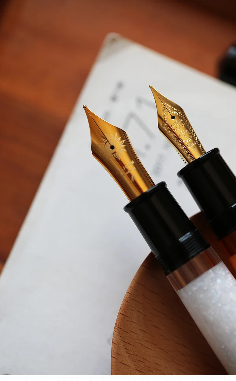 Majohn P139 Piston Resin Fountain Pen #8 F/M All Brass Piston System Large Capacity Writing Gift Pen Stationery School Supplies Master Coach HQ