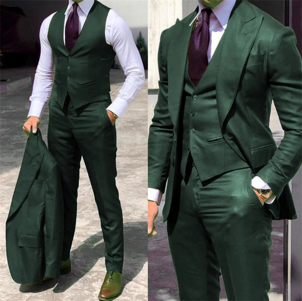 solid color formal business suits Full men's suits Pointed collar Single Breasted high-quality wedding art Graduation Master Coach HQ