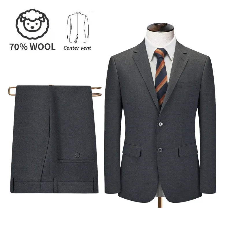 Men's Premium Suit -Business Suit, Professional Formal Wear, Ideal for Work and Weddings,50% Wool,Customizable Fit with 20 Sizes Master Coach HQ
