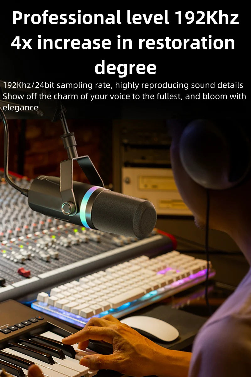 USB/XLR Dynamic Microphone With Built-in Headset Output & Sound Insulation,For Podcasts,Games, Live Broadcast Master Coach HQ