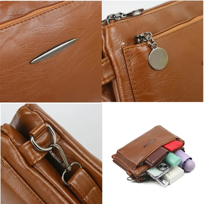 Luxury Designer Multilayer Ladies Handbags High Quality Leather Shoulder Bags Women 2025 Female Crossbody Bag Purses and  Sac Master Coach HQ