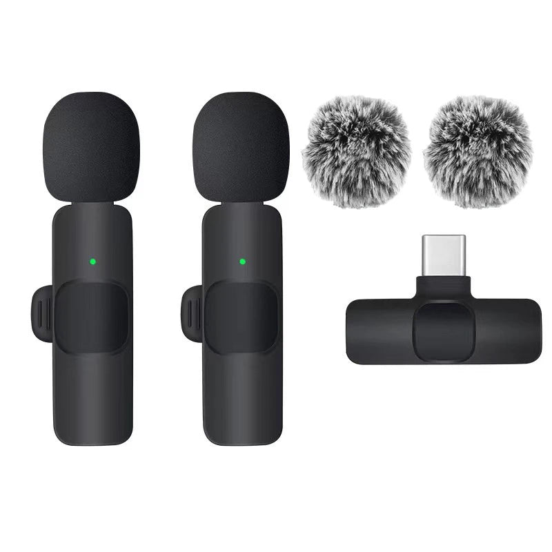 Basix Wireless Lavalier Microphone Audio Recording Mini Replaceable Windproof Wool Microphone for iPhone16 Shoot vlog YouTube Master Coach HQ