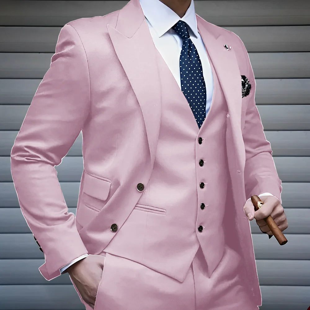 Formal Men's Suit Business Jacket Pants Vest 3 Piece Set High Quality Wedding Groom Tuxedo Solid Color Custom Suit XS-5XL Master Coach HQ