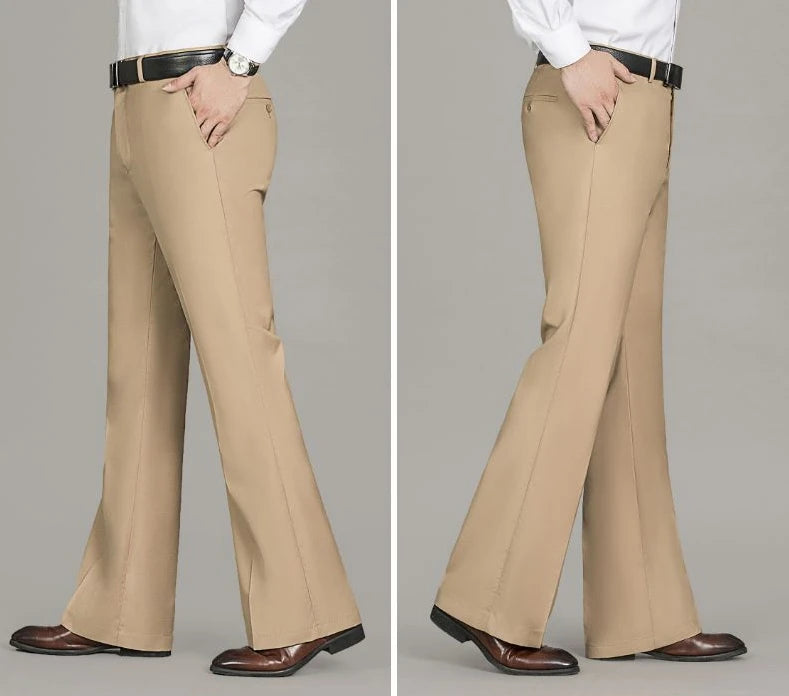 Business Trousers for Men Flared Social Tailoring Gray Bell Mouth Man Suits Pants Clothes Offer Fabric Fashion Classic Elegant Master Coach HQ