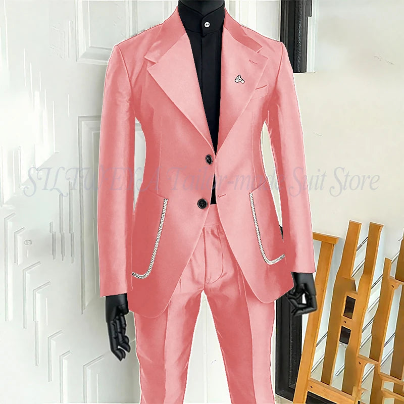 Black Men's 2 Piecs Suits Blazer Pants Single Breasted Daily Work Business Casual Party Suit Set Traje De Hombre Elegante Master Coach HQ