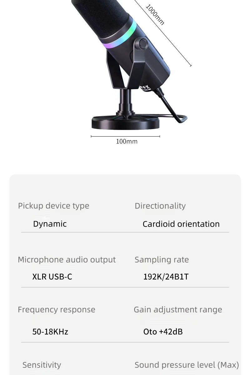 USB/XLR Dynamic Microphone With Built-in Headset Output & Sound Insulation,For Podcasts,Games, Live Broadcast Master Coach HQ