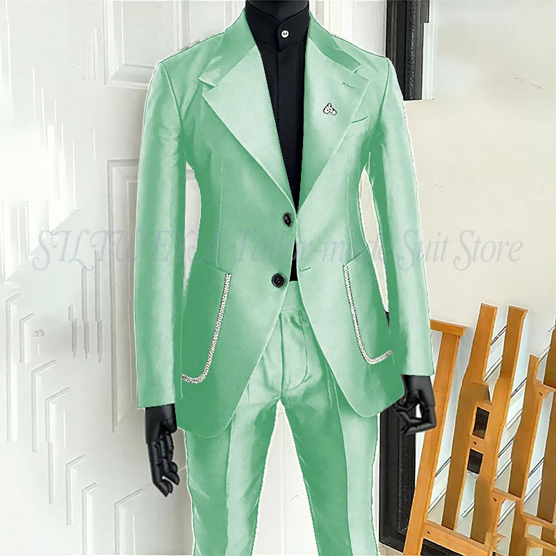 Black Men's 2 Piecs Suits Blazer Pants Single Breasted Daily Work Business Casual Party Suit Set Traje De Hombre Elegante Master Coach HQ