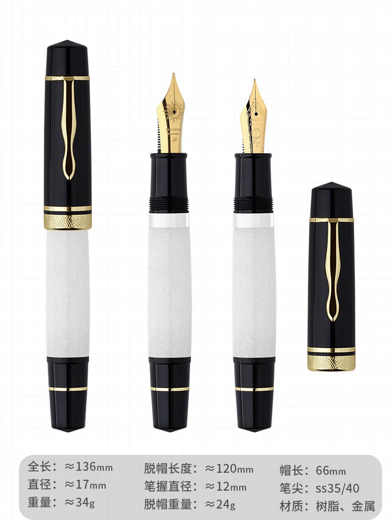 Majohn P139 Piston Resin Fountain Pen #8 F/M All Brass Piston System Large Capacity Writing Gift Pen Stationery School Supplies Master Coach HQ